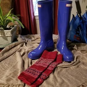 Royal Blue HUNTER Rainboots with FREE Boot Socks!